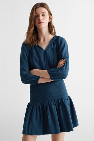 Robe froncée volants - Bleu marine