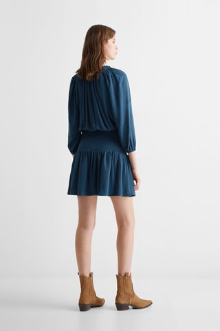 Robe froncée volants - Bleu marine