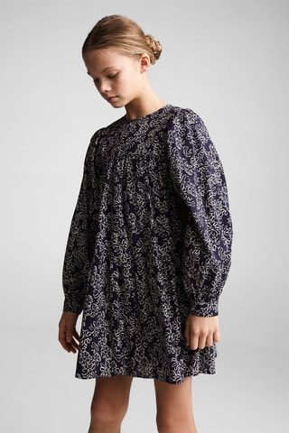 Robe coton imprimée - Bleu marine