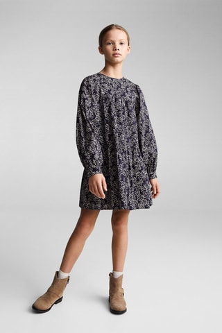 Robe coton imprimée - Bleu marine