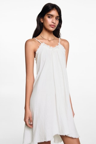 Robe bords effilochés - Blanc cassé