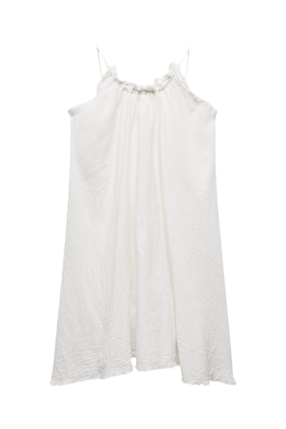 Robe bords effilochés - Blanc cassé