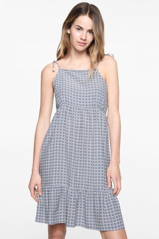 Robe imprimée à volants - Blanc cassé