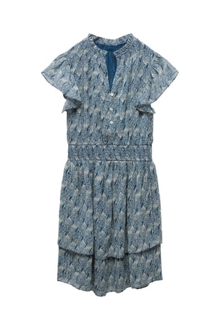 Robe imprimée à volants - Bleu marine