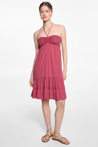 Robe courte à volants - Fraise