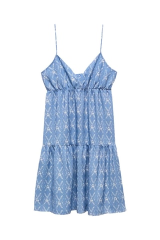 Robe imprimée à volants - Bleu