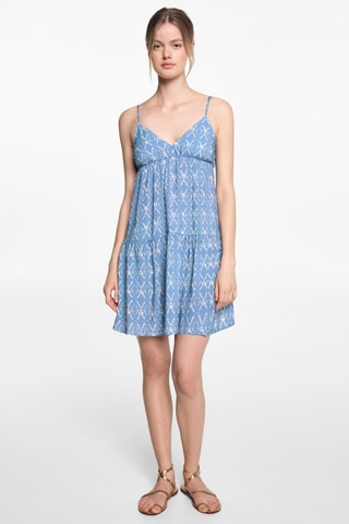 Robe imprimée à volants - Bleu