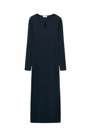 Robe midi col forme goutte d'eau - Bleu marine