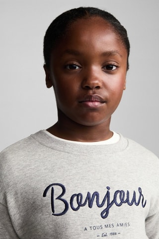 Robe sweat-shirt jupe carreaux - Gris chiné