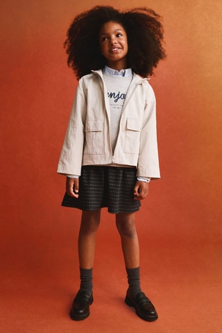 Robe sweat-shirt jupe carreaux - Gris chiné