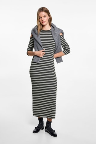 Robe à rayures et ouverture - Gris