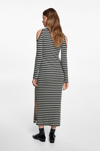 Robe à rayures et ouverture - Gris