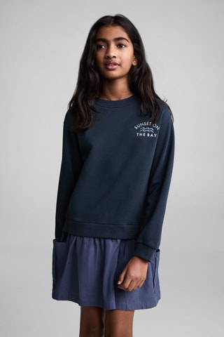 Robe sweat-shirt brodée - Bleu marine