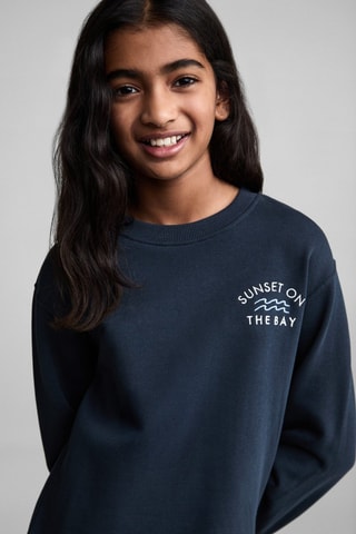 Robe sweat-shirt brodée - Bleu marine