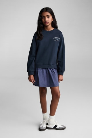 Robe sweat-shirt brodée - Bleu marine