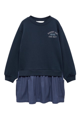 Robe sweat-shirt brodée - Bleu marine