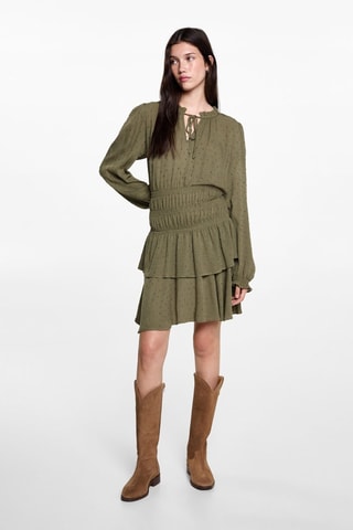 Robe froncée volants - Kaki