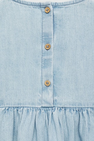 Robe denim broderie florale - Bleu