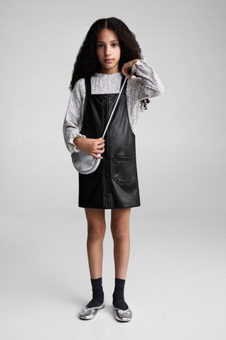 Robe chasuble similicuir - Noir