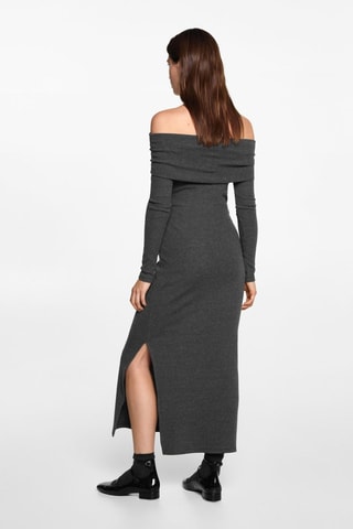 Robe midi épaules dénudées - Gris