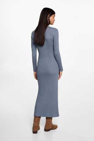 Robe midi à bords côtelés - Bleu