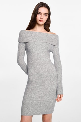 Robe épaules dénudées - Gris clair chiné