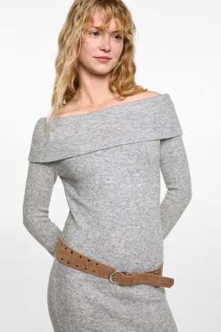 Robe épaules dénudées - Gris clair chiné