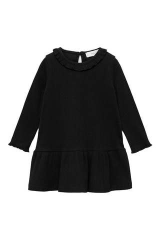 Robe côtelée volants - Noir