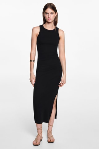Robe longue fendue - Noir