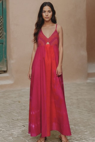 Robe longue crochet - Fuchsia