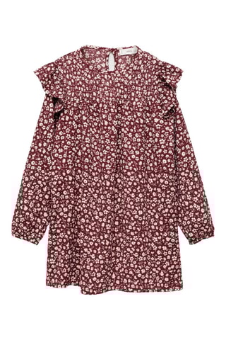 Robe fleurie froncée - Grenat