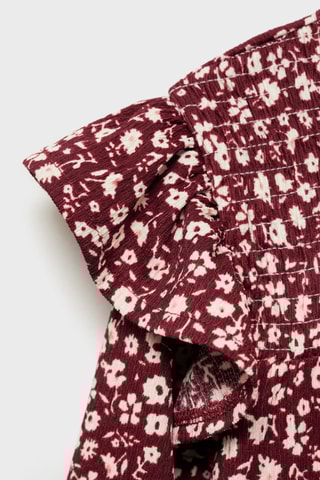 Robe fleurie froncée - Grenat