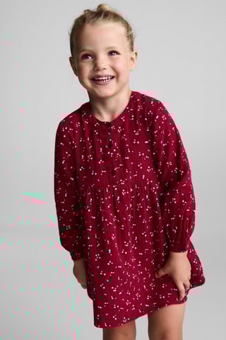 Robe coton fleurs - Rouge