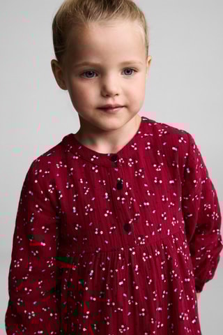 Robe coton fleurs - Rouge