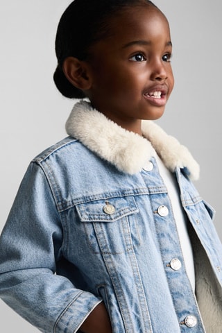 Blouson doublure fausse fourrure - Bleu clair