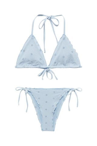 Bikini brodé fleurs - Bleu