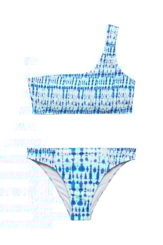 Bikini imprimé asymétrique - Turquoise