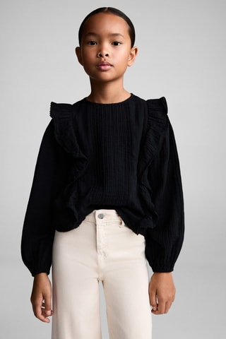 Chemisier à volants brodé - Noir