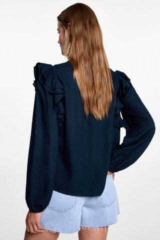 Chemisier à volants brodé - Bleu marine