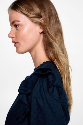 Chemisier à volants brodé - Bleu marine