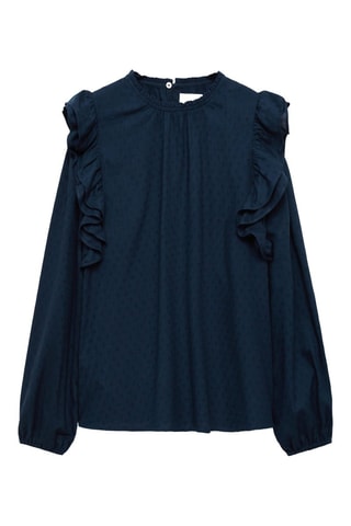 Chemisier à volants brodé - Bleu marine