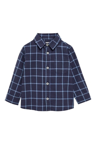 Chemise à carreaux en coton - Bleu marine