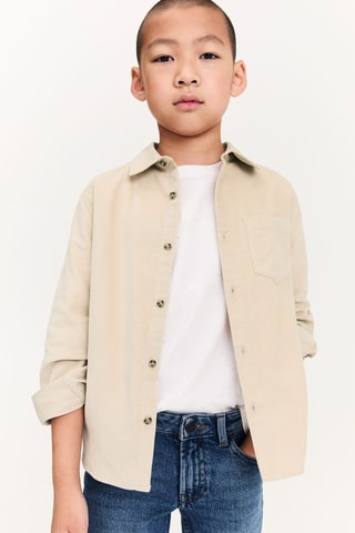 Chemise velours côtelé regular fit - Écru