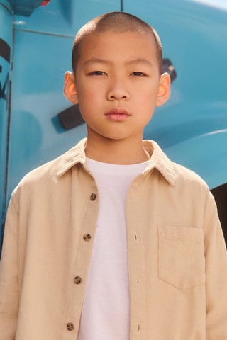 Chemise velours côtelé regular fit - Écru