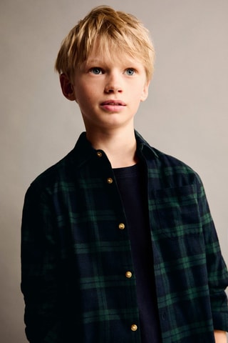 Chemise à carreaux en coton - Bleu marine