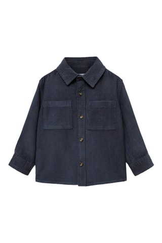 Surchemise velours côtelé poche - Bleu marine