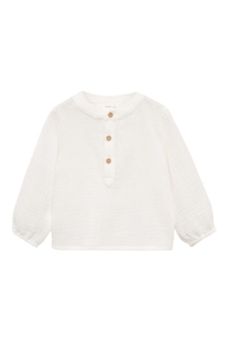 Chemise coton tissu plissé - Blanc cassé