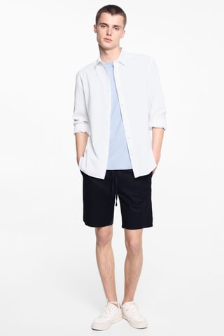 Chemise regular-fit lin - Blanc cassé