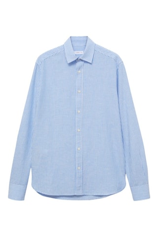 Chemise lin rayée - Bleu