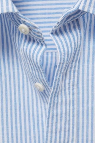 Chemise lin rayée - Bleu